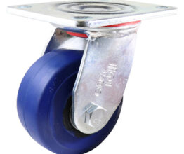 Easyroll 100mm Blue Elastic Rubber Swivel Plate Mount Castor