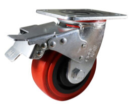 Easyroll 125mm Urethane Swivel Brake Plate Mount Castor